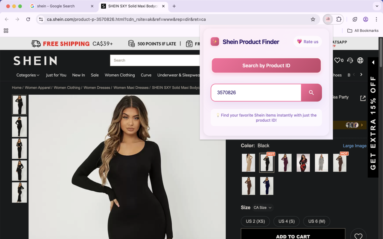 Search Shein by ID            